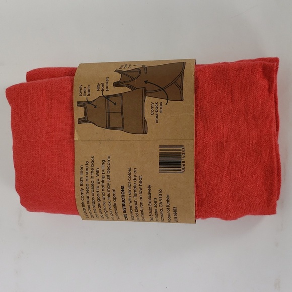 NWT TRADER JOE'S 100% LINEN APRON RED ONE SIZE FITS MOST - Picture 2 of 7